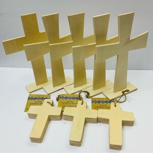 🌼4/$10🌼 8pc Wooden Cross DIY Craft Decor | Paint Mosaic Decoupage Art Jesus